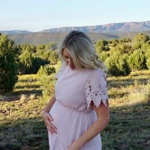 Polagram lace shoulder dress